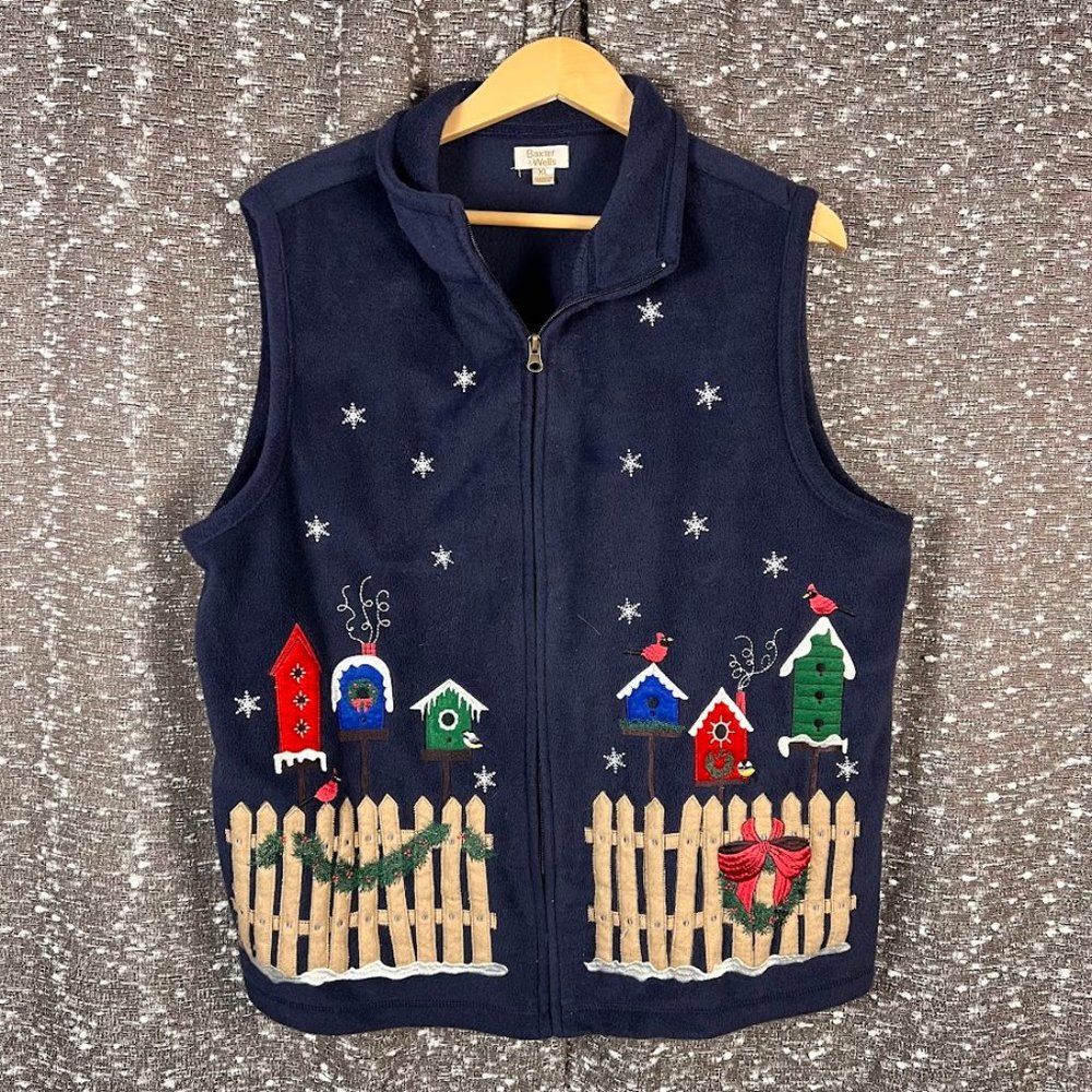 Baxter & Wells Holiday‎ Christmas Birds Birdhouse Sweater Vest